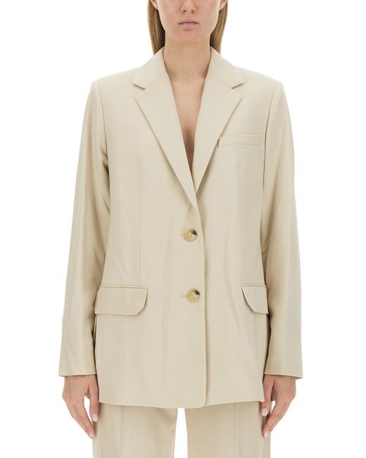 Helmut Lang White Logo Embellished Tailored Jacket Polyester