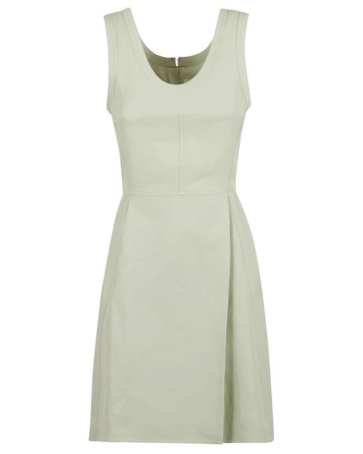 Jil Sander Green Sleeveless A-line Zipped Mini Dress