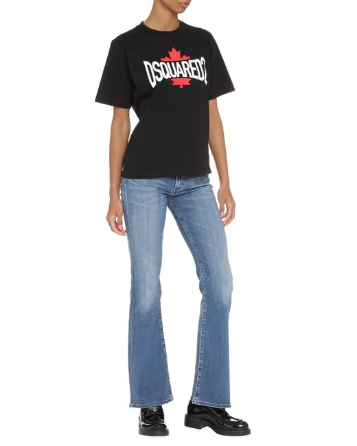 DSquared² Black Short-Sleeve Printed Cotton T-Shirt T-Shirts & Jerseys
