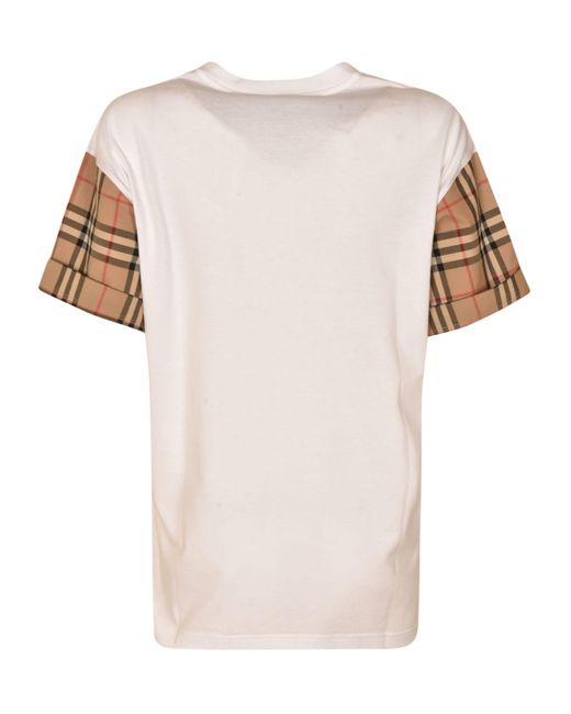 Burberry Natural Check Sleeve Round Neck T-shirt