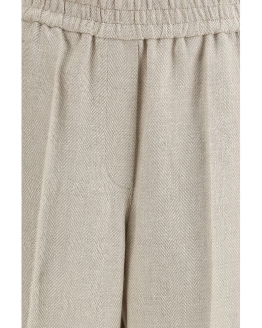 Brunello Cucinelli Natural Elasticated-Waist Pants Linen Trousers
