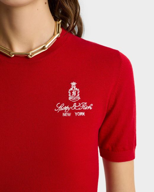 Sporty & Rich Red Vendome Ss Merino Sweater