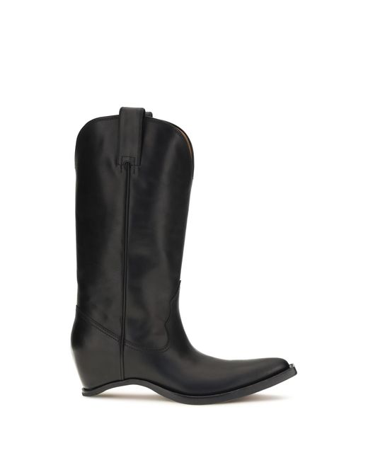Maison Margiela Black High-Top Texan Boots Calf Leather Bos Taurus