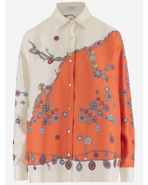 Versace Orange Shirt, Printed Silk