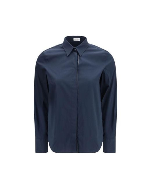 Brunello Cucinelli Blue Cotton Dress Shirt
