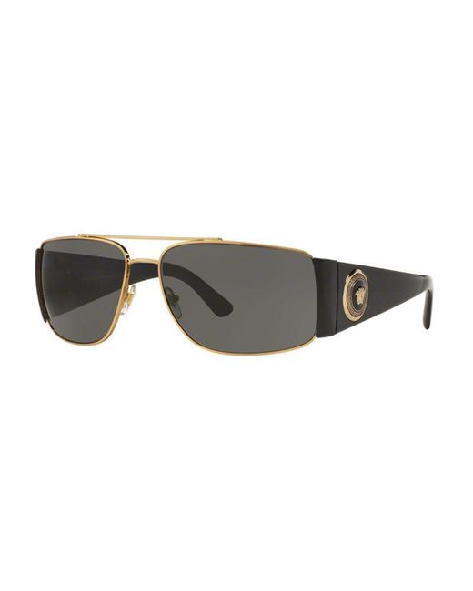 Versace Metallic Sunglasses Rectangle Full Rim, Frame And Dark Lens Ve2163100287 for men