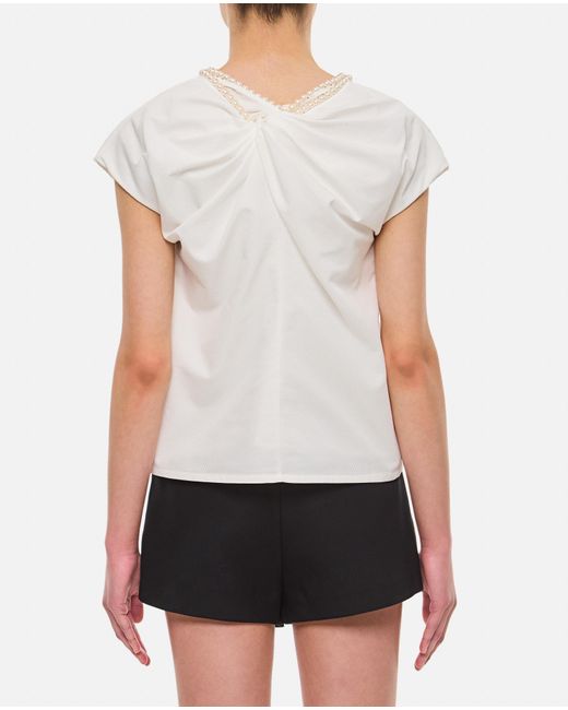 Junya Watanabe White Pearl Neckline Blouse