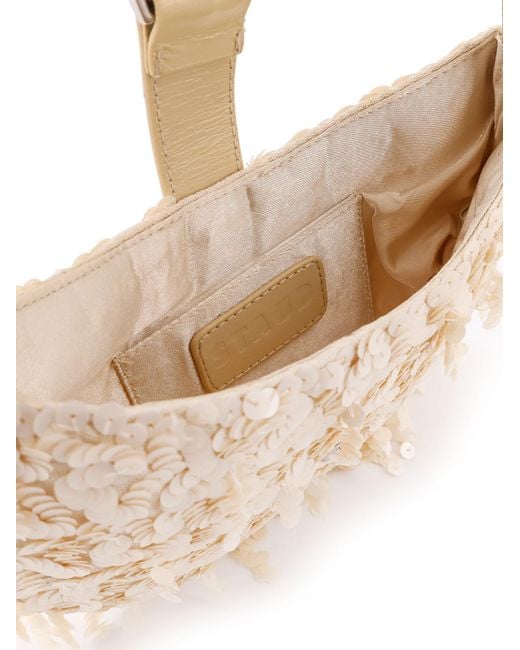 Staud White Alana Bag Shoulder Bag With All-Over Sequins