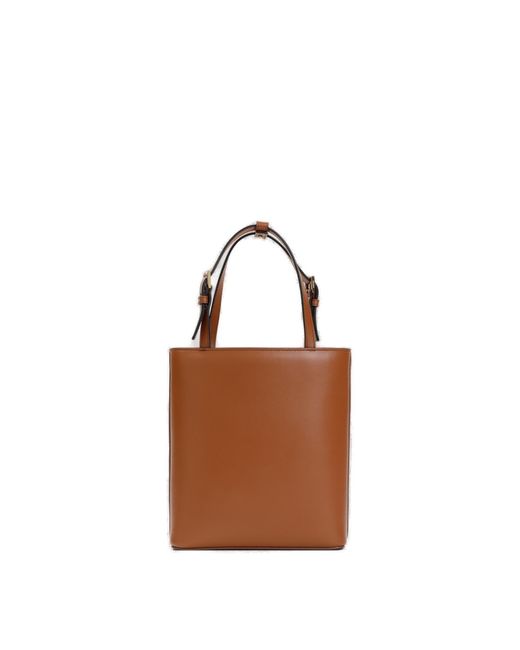 Prada Brown Logo Plaque Top Handle Shoulder Bag