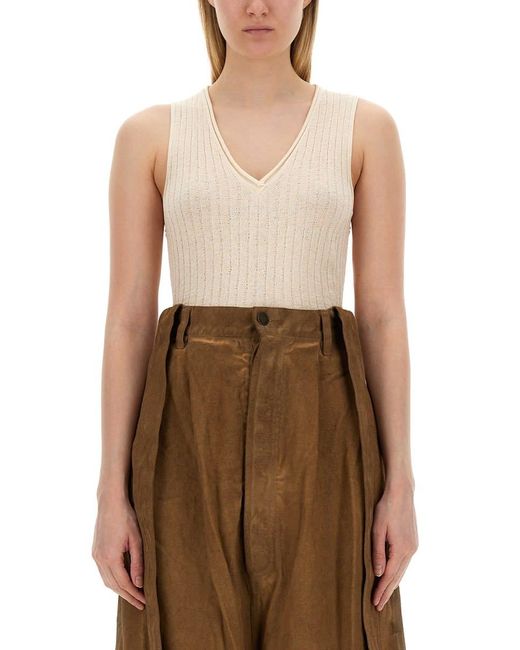 Uma Wang Brown "Frayed" Tank Top