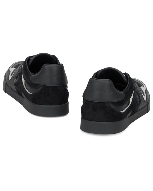 Dolce & Gabbana Black Trainers With Logo Calfskin for men