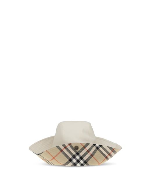 Burberry White Check Bucket Hat Cotton E Hairbands