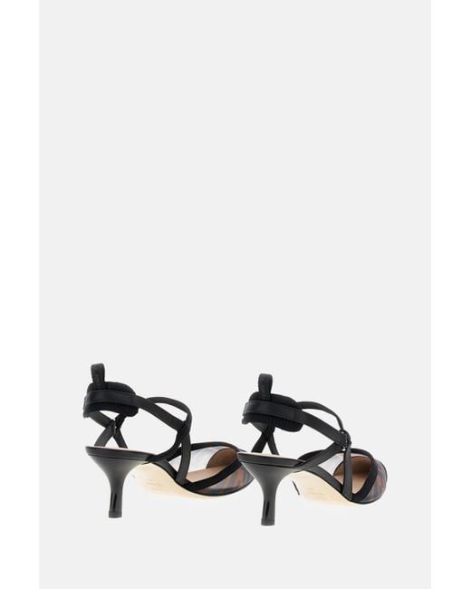 Fendi White Ff Velvet Slingback