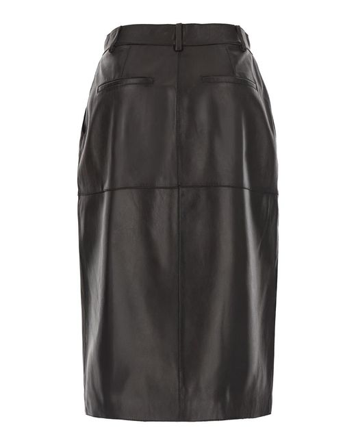 P.A.R.O.S.H. Gray Lamb Leather Skirt