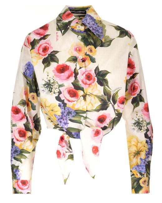 Dolce & Gabbana White Knotted Cropped Shirt
