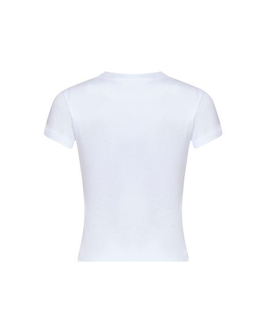 Saint Laurent White Ribbed Cotton Jersey Cassandre T-Shirt