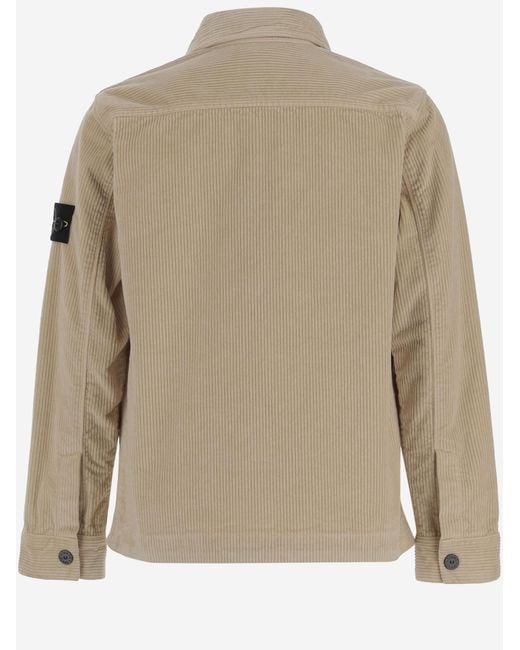 Stone Island Natural Stretch Cotton Blend Velvet Shirt for men