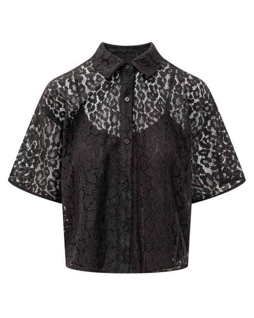 Michael Kors Black Michael Lace Crop Down Shirt