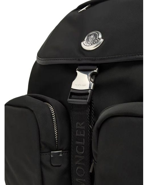 Moncler Black Nylon Backpack With Leather Inserts