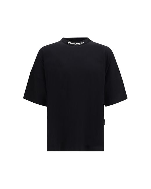 Palm Angels Black Classic Logo Over T-Shirt Cotton T-Shirts for men