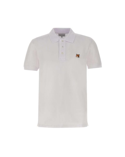 Maison Kitsuné White Cotton Piquet Polo Shirt for men