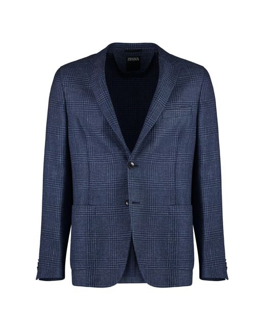 Zegna Blue Single-breasted Two-button Blazer for men