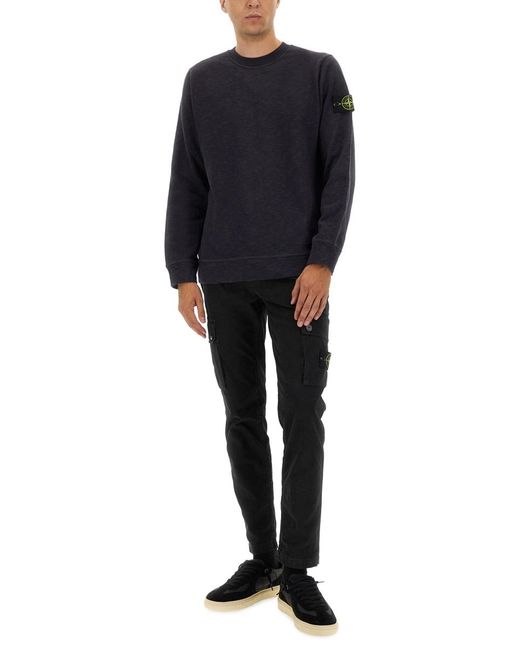 Stone Island Blue Cotton Sweatshirt Sweatshirts for men