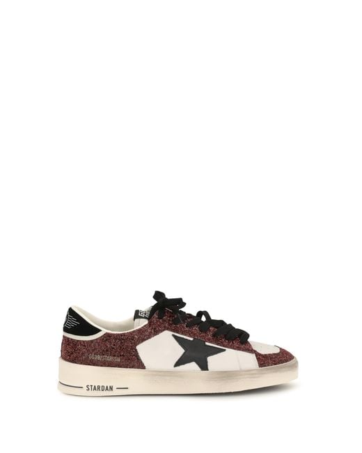 Golden Goose Deluxe Brand White Sneakers Stardan Leather Milk-Burgundy- Trainers