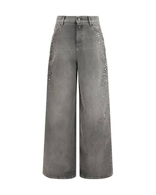 Golden Goose Deluxe Brand Gray Melody Stud Degraded Jeans Cotton