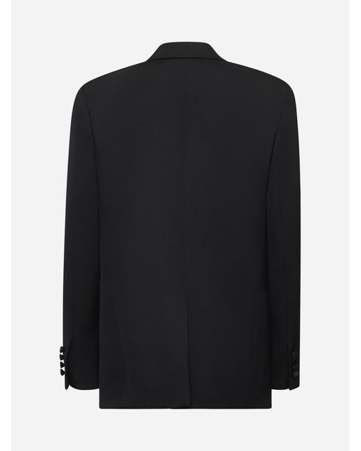 Saint Laurent Black Grain De Poudre Tuxedo Blazer