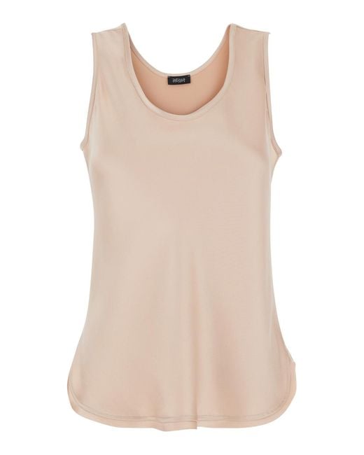 Le Plain Natural Sleeveless Top With Round Neck