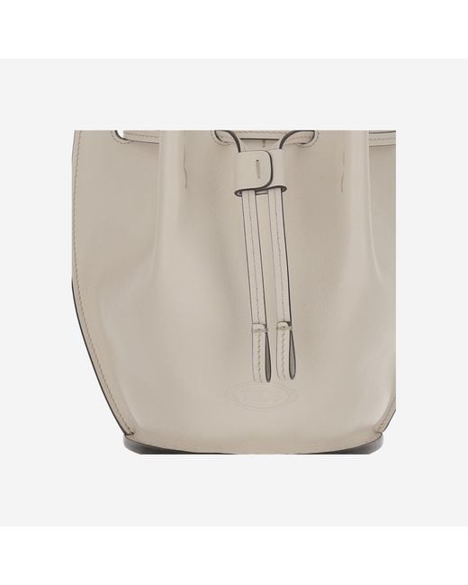 Tod's White Small Leather Bucket Bag Calfskin Shoulder