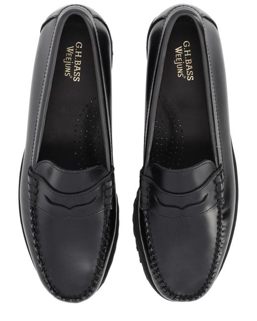 G.H.BASS Black Moccasin Weejuns 90S Penny Leather Loafers