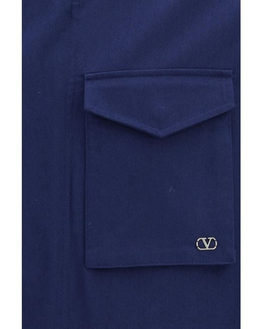 Valentino Blue Vlogo Signature Caban Jacket Cotton for men