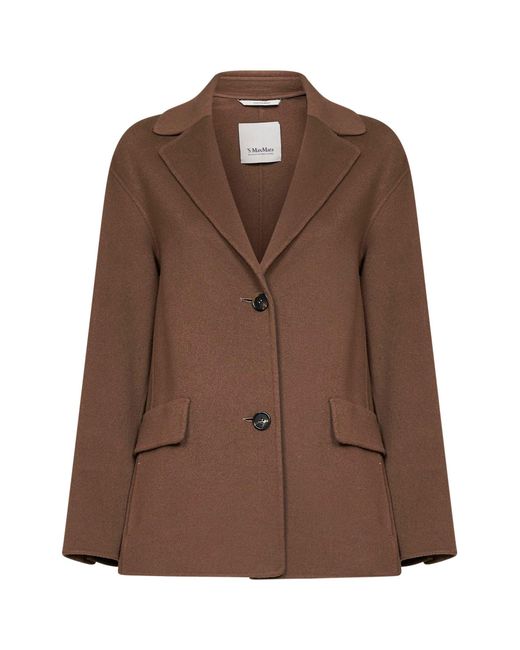 Max Mara Brown Mud Smmelfi Single-Breasted Jacket