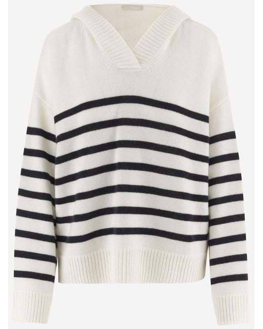 Allude Multicolor Cashmere Striped Sweater Wool