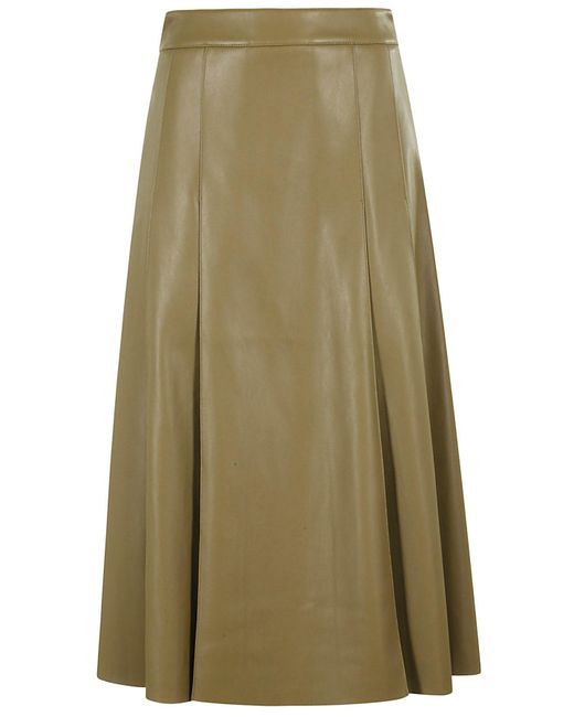 Essentiel Antwerp Green Geeuw Faux Leather Midi Skirt