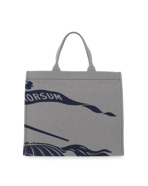 Burberry Gray Ekd Knight Logo Tote Bag