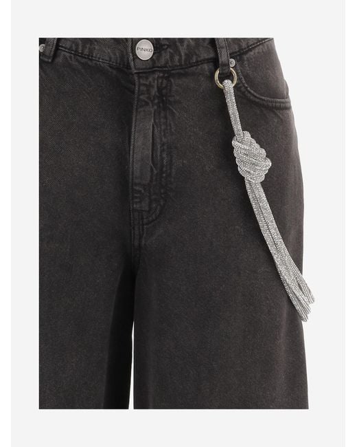 Pinko Gray Trousers Lauryn Lyocell-Cotton