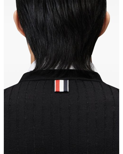 Thom Browne Black Crewneck Pullover Merino Wool Sweater for men
