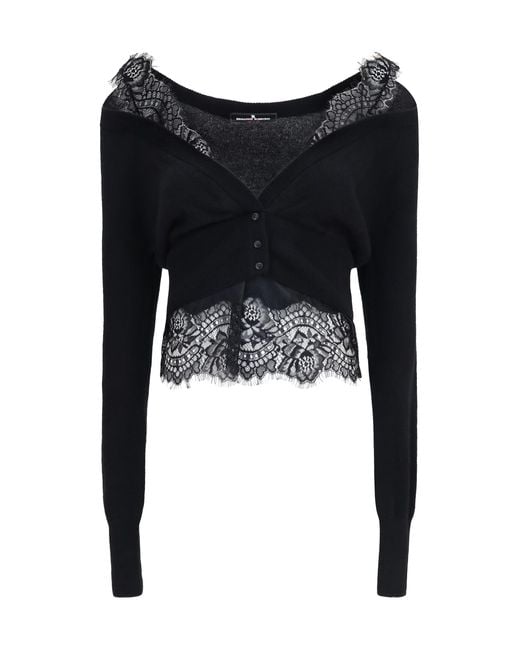 Ermanno Scervino Black Lace Cardigan Kashmir/Capra Hircus