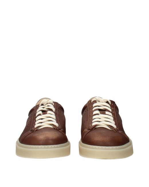 Eleventy Brown Leather Low Top Sneakers for men