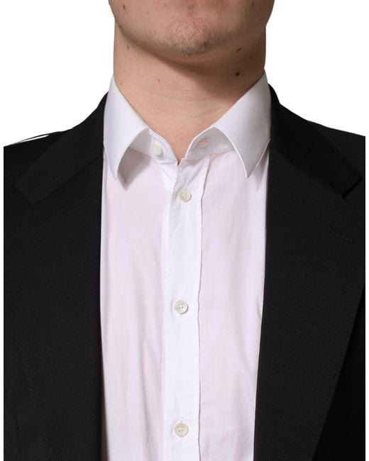 Dolce & Gabbana Black Polyester 2 Buttons Suit Jacket Elastane Wool for men