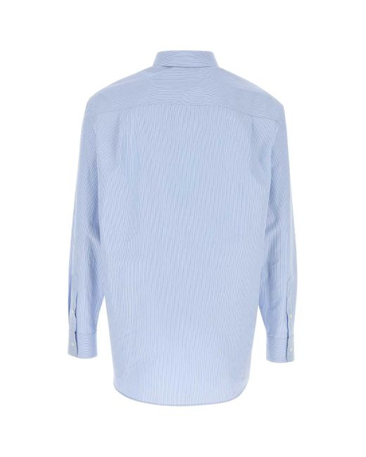 Gucci Blue Embroidered Poplin And Satin Shirt for men
