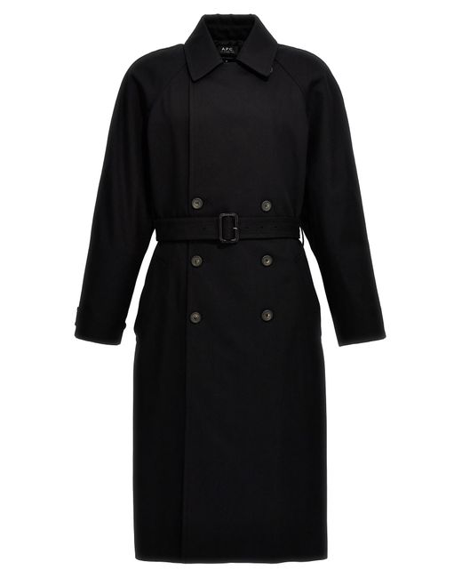 A.P.C. Black Lou Coats, Trench Coats for men