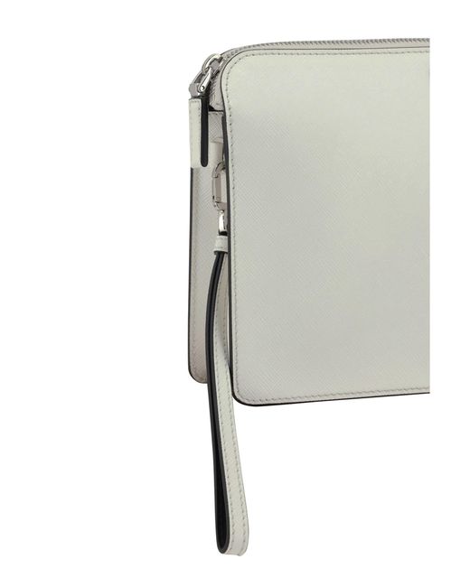 Prada Gray Leather Pouch Bag for men