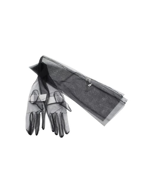 Maison Margiela Gray Stretch Tulle Gloves Accessories