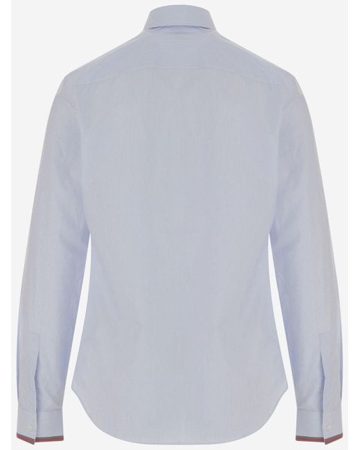 Gucci White Striped Cotton Shirt With Web for men