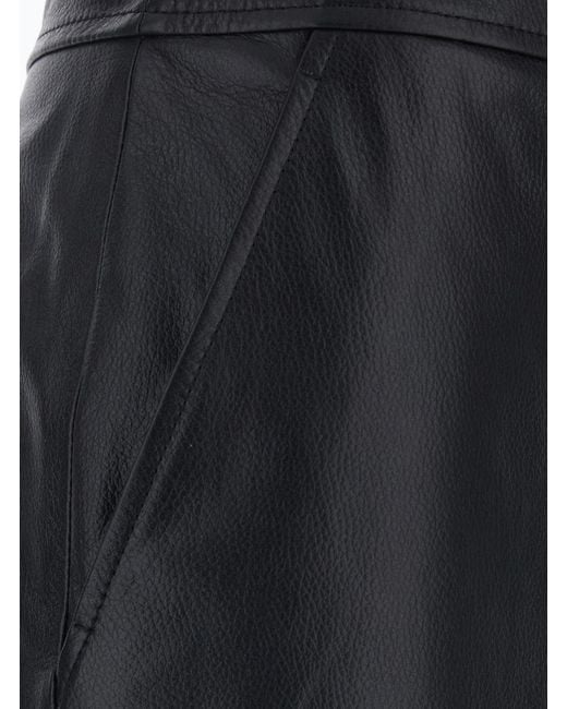 Max Mara Black Skirt Timore Leather Lamb