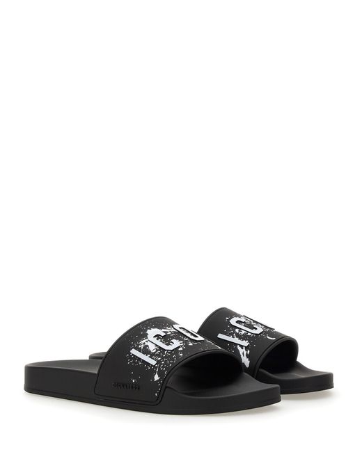 DSquared² Black Slide Sandal With Logo for men